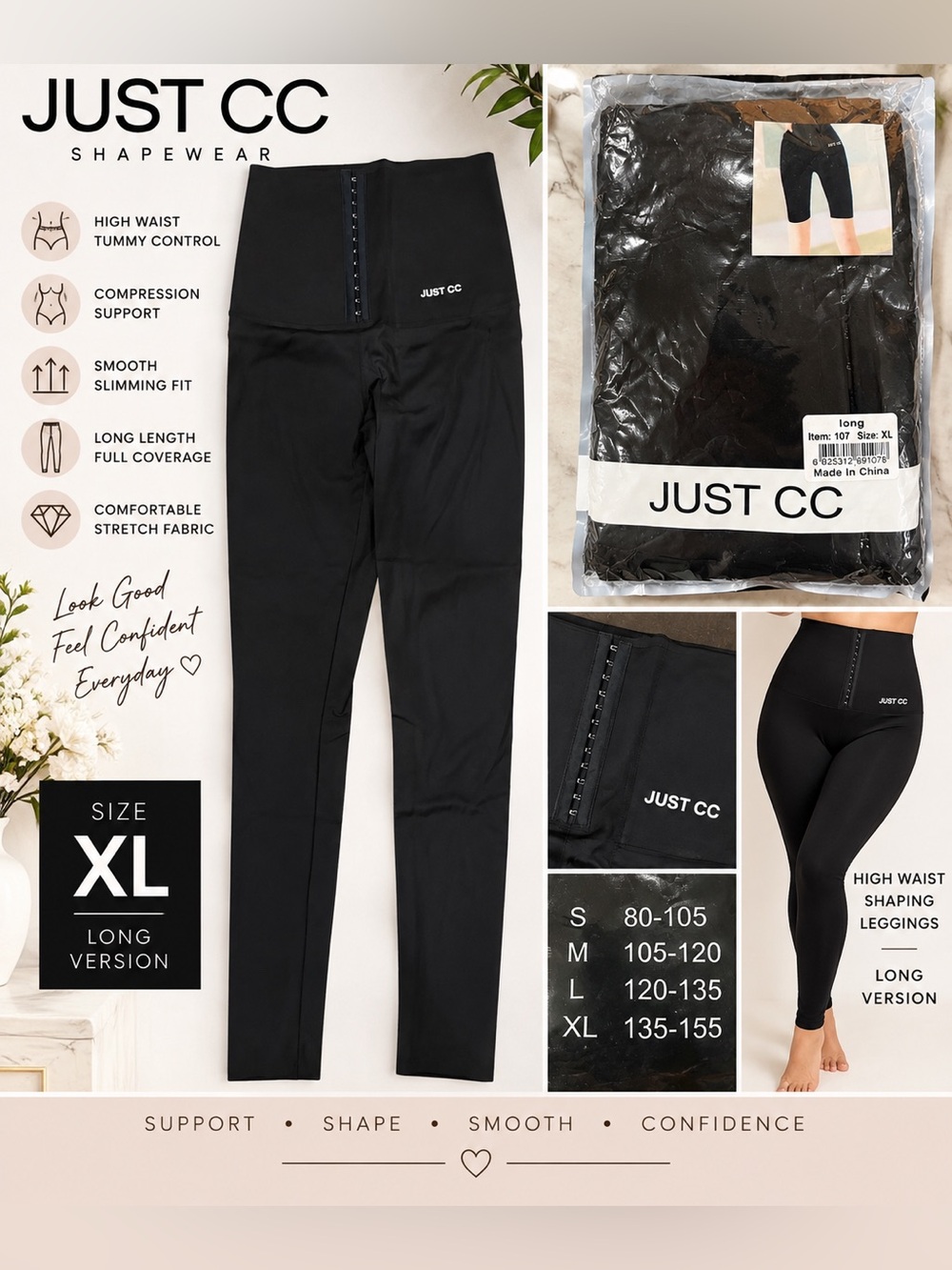 High-Waist Shaping Leggings - Black